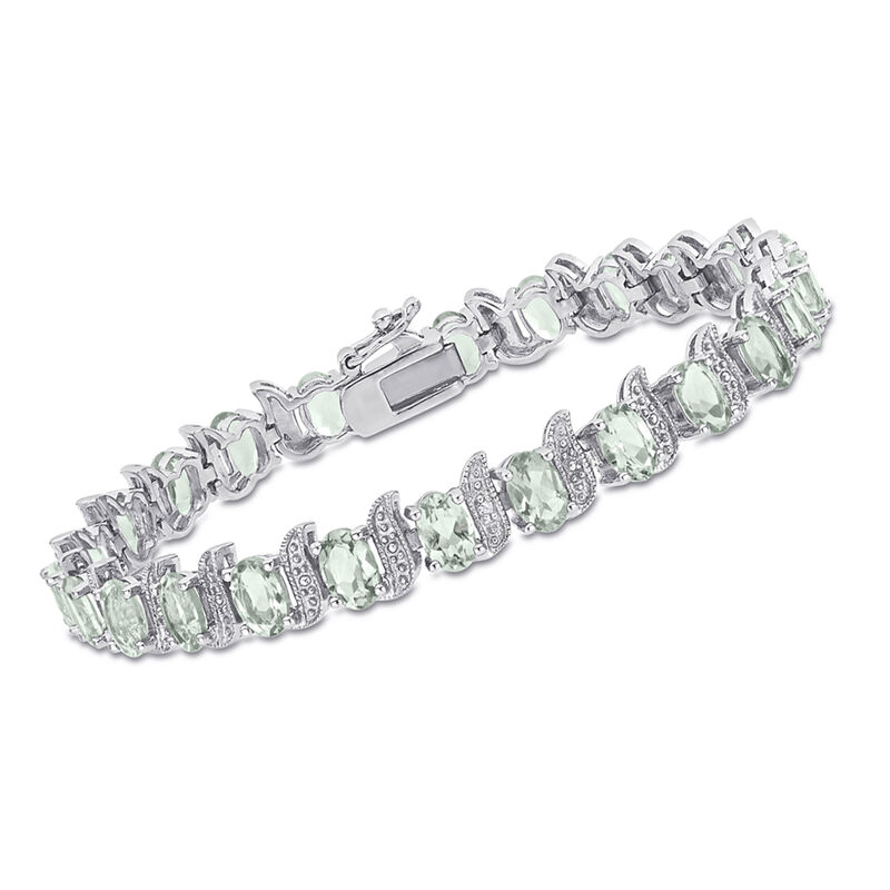 9.60 ct. t.w. Prasiolite Bracelet with Diamond Accents in Sterling Silver image number 0