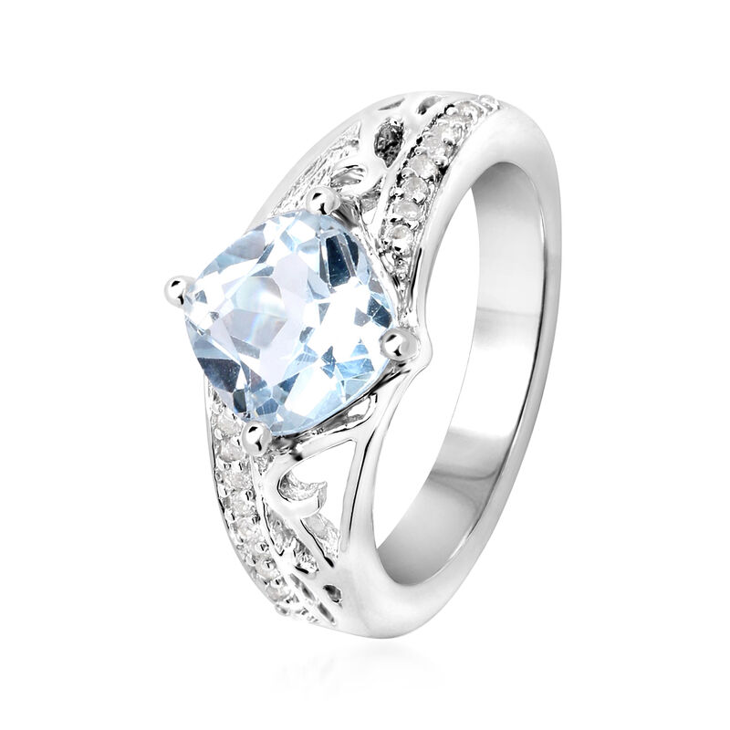 2.10 Carat Sky Blue Topaz and .10 ct. t.w. White Topaz Ring in Sterling Silver image number 1