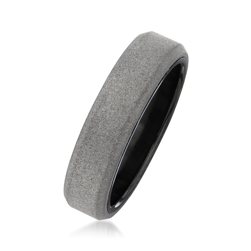 Men's 6mm Gray Tungsten Carbide Wedding Band image number 1