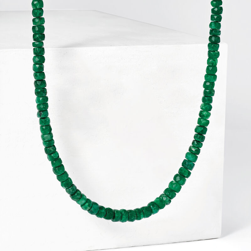 90.00 ct. t.w. Emerald Bead Necklace with Sterling Silver image number 2