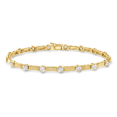 1.00 ct. t.w. Bezel-Set Diamond Linear Station Bracelet in 14kt Yellow Gold