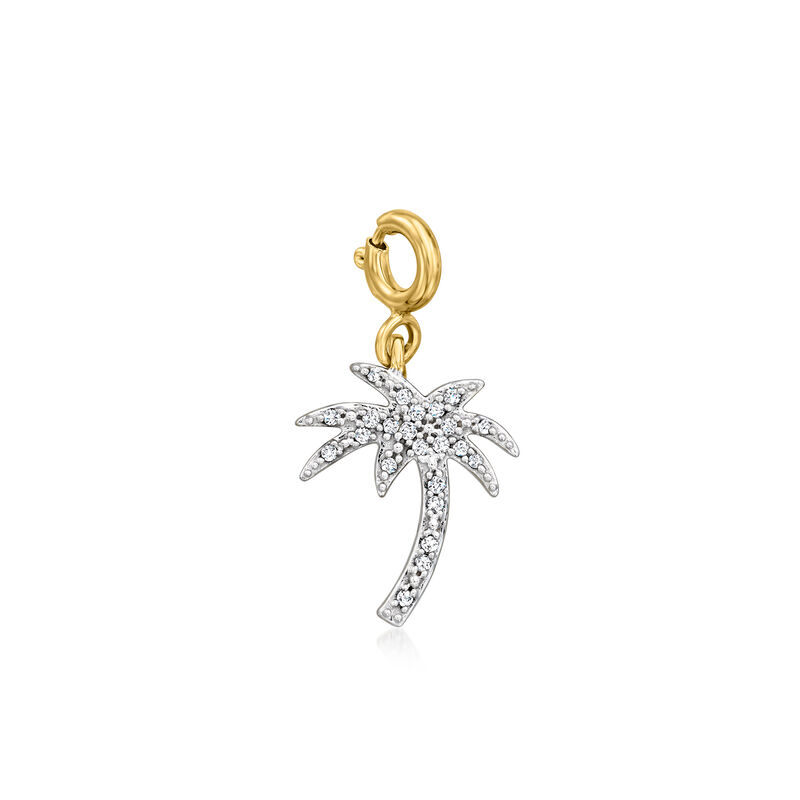 .10 ct. t.w. Diamond Palm Tree Charm in 18kt Gold Over Sterling  image number 0