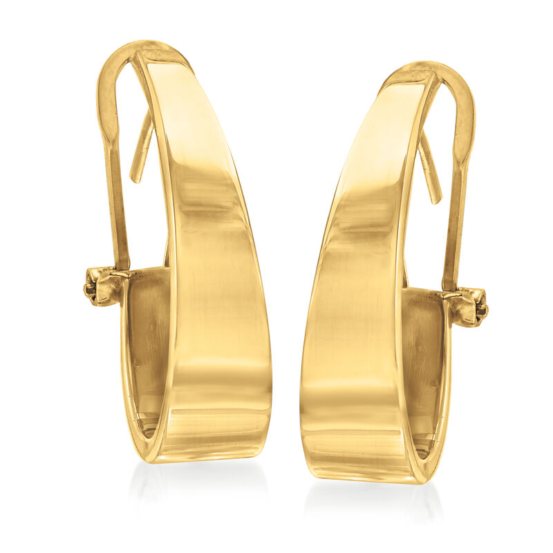 14kt Yellow Gold Tapered J-Hoop Earrings. 7/8&quot; image number 3