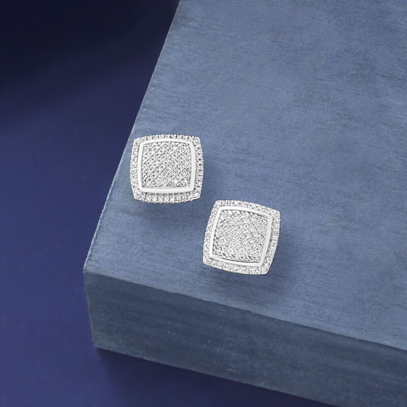 .23 ct. t.w. Diamond Square Earrings in Sterling Silver image number 3