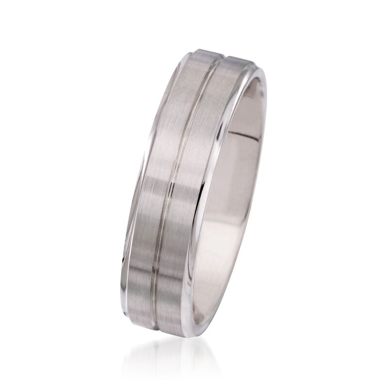 Men's 6mm 14kt White Gold Wedding Ring. Size 11 image number 1