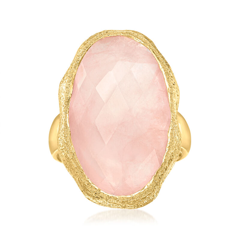 17.00 Carat Rose Quartz Ring in 18kt Gold Over Sterling image number 0