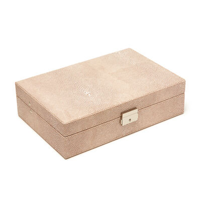 Brouk & Co. &quot;Aiden&quot; Light-Brown Shagreen Faux Leather Single-Hinged Jewelry Box