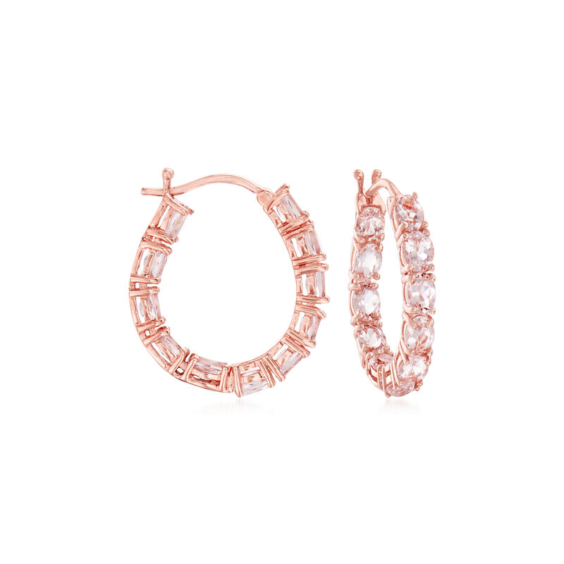 3.35 ct. t.w. Morganite Inside-Outside Hoop Earrings in 18kt Rose Gold Over Sterling. 7/8&quot; image number 0
