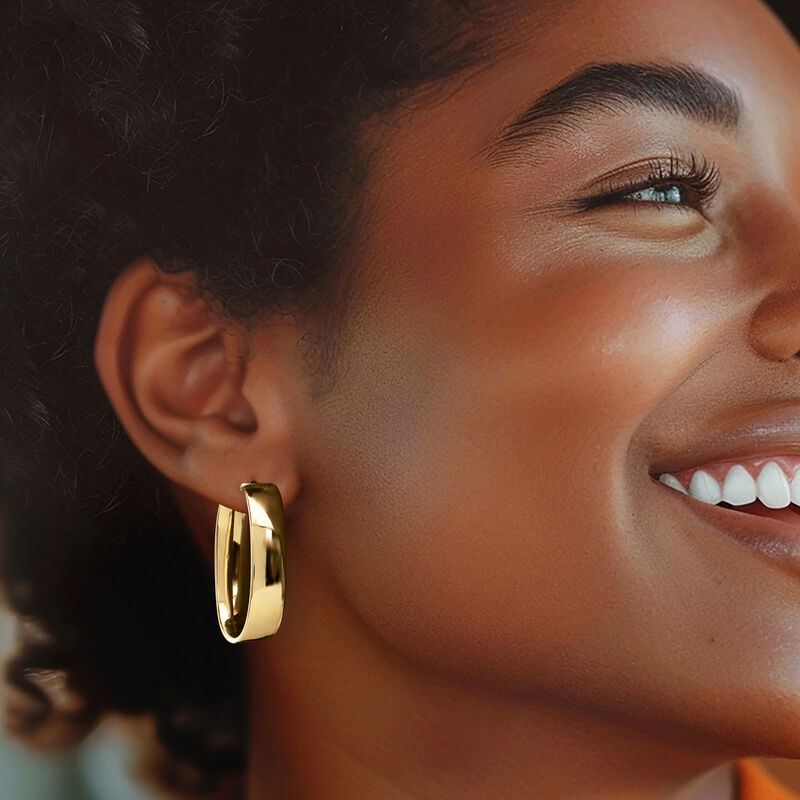 Italian 14kt Yellow Gold Oval Hoop Earrings. 1 3/8&quot; image number 1