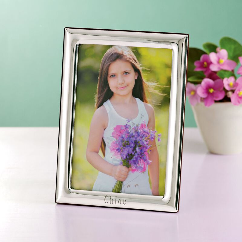 Sterling Silver Overlay Personalized Smooth Edge Picture Frame from Italy image number 0