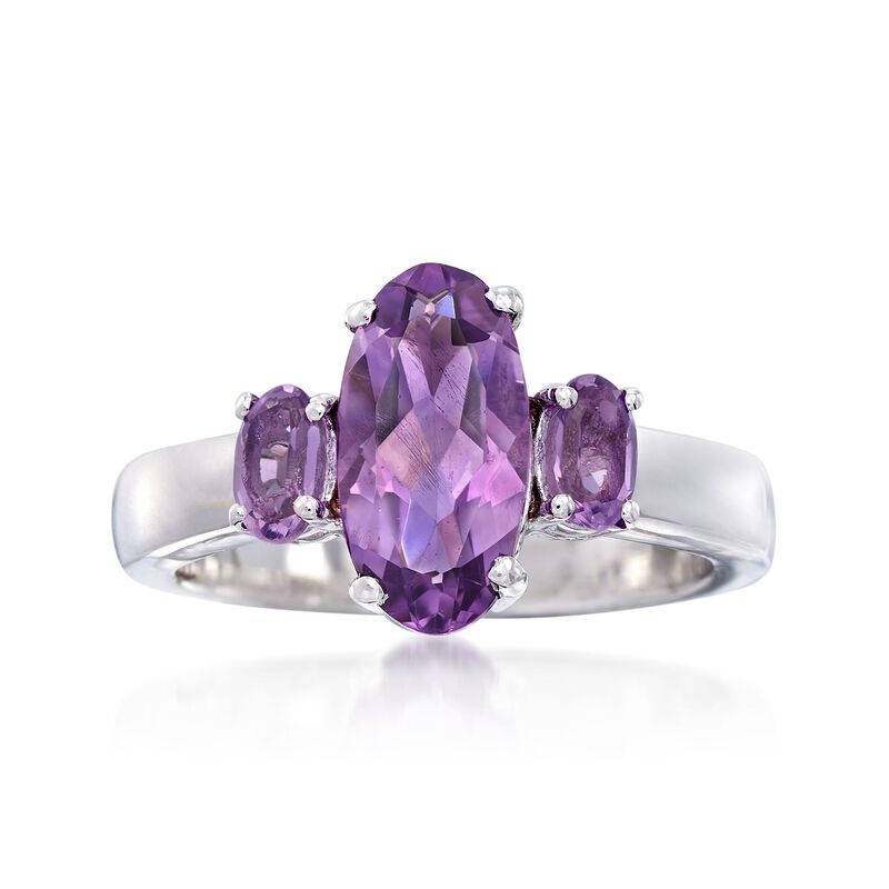 2.30 ct. t.w. Oval Amethyst Three-Stone Ring in Sterling Silver image number 0