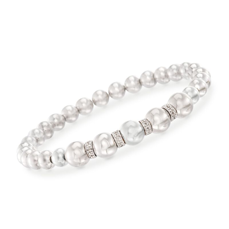 Sterling Silver Stretch Bead Bracelet with .24 ct. t.w. Diamonds image number 0