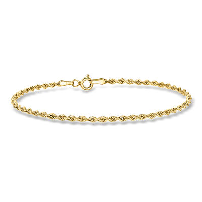 Italian 2.1mm 10kt Yellow Gold Rope-Chain Bracelet