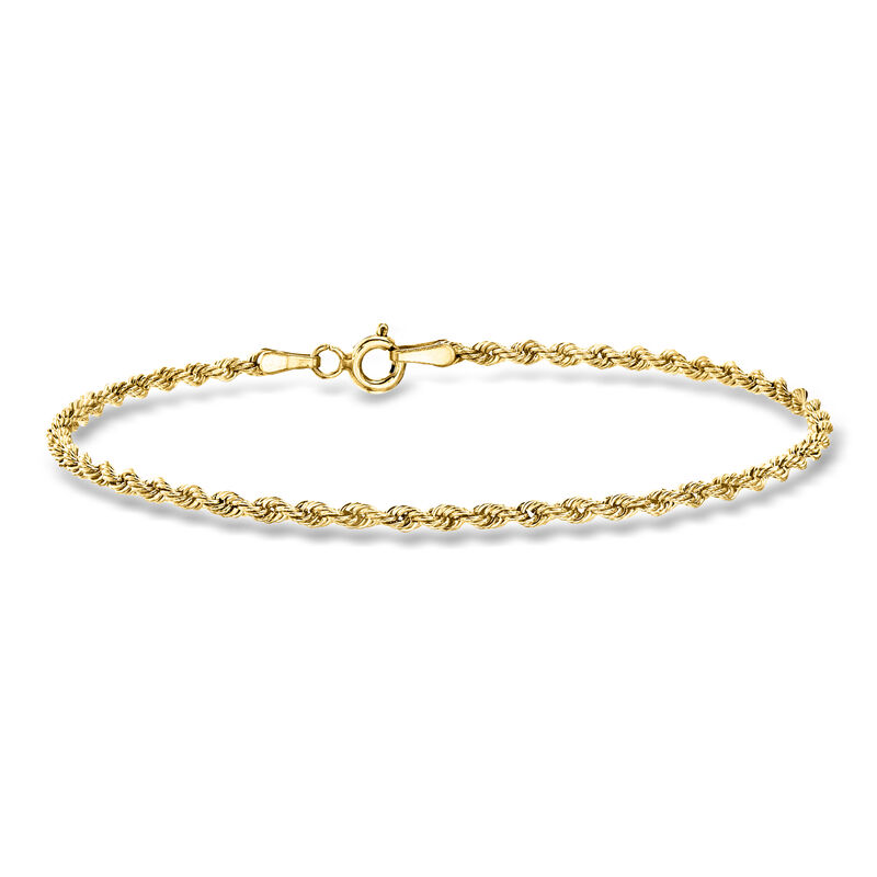 Italian 2.1mm 10kt Yellow Gold Rope-Chain Bracelet image number 0