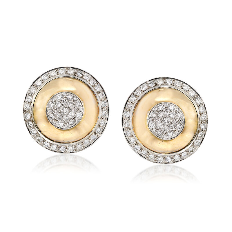 C. 1980 Vintage 4.00 ct. t.w. Diamond Shield Clip-On Earrings in 14kt Yellow Gold image number 0