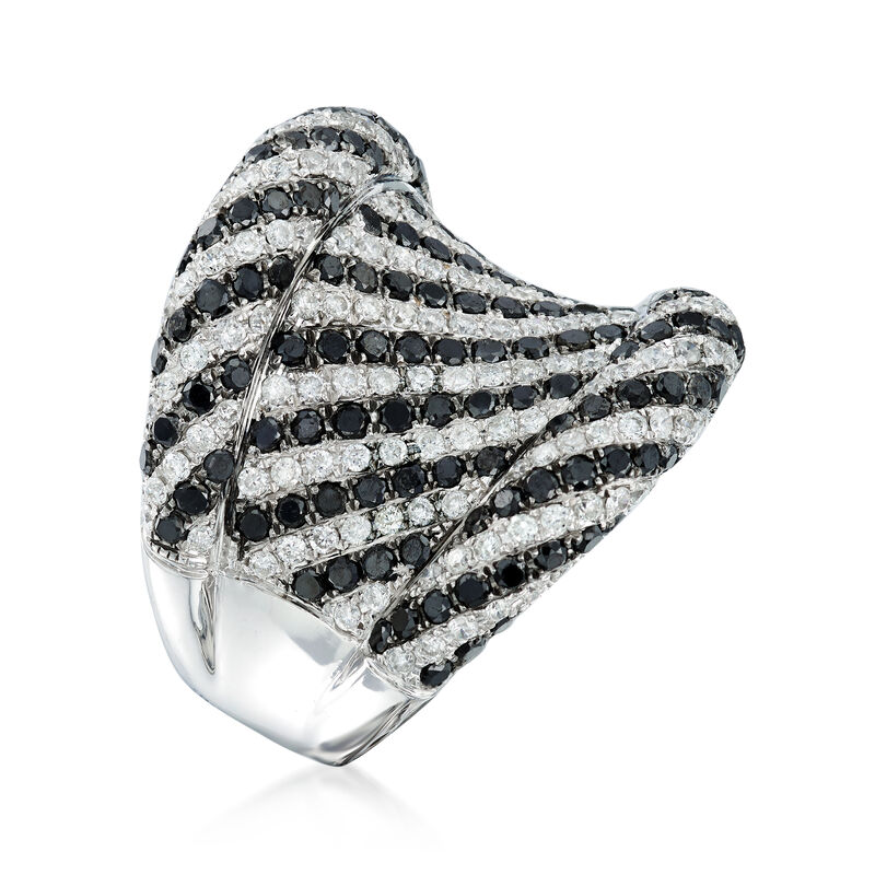 C. 1990 Vintage 2.75 ct. t.w. Black and White Diamond Ring in 18kt White Gold. Size 6.5 image number 2