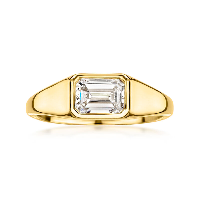 1.00 Carat Emerald-Cut Lab-Grown Diamond Ring in 18kt Gold Over Sterling image number 0