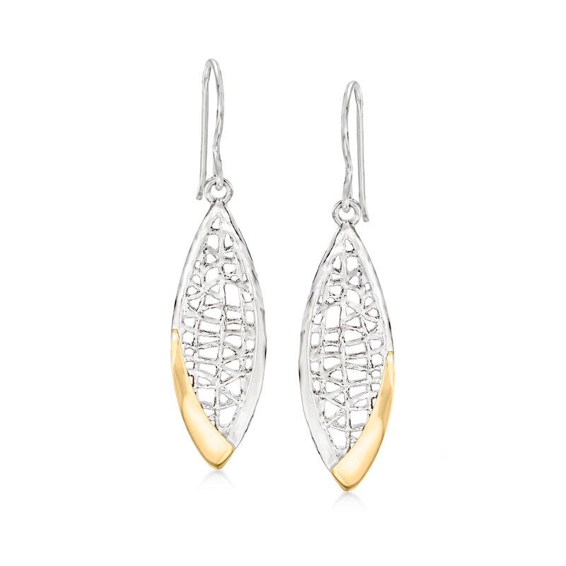 Sterling Silver and 14kt Yellow Gold Openwork Drop Earrings image number 0