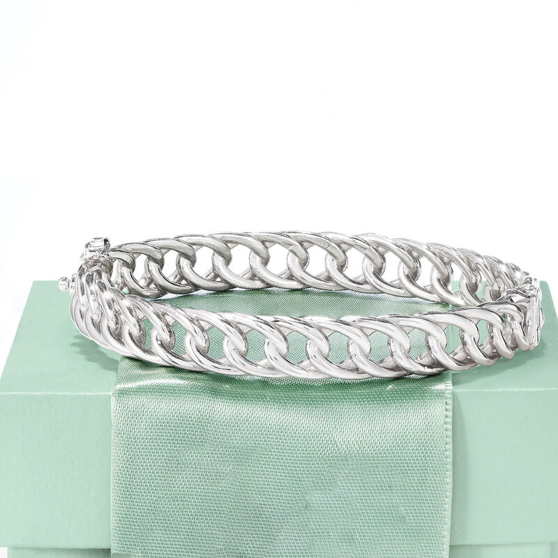 Italian Sterling Silver Curb-Link Bangle Bracelet image number 2