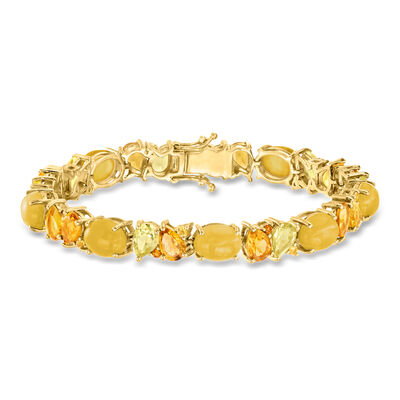 12.60 ct. t.w. Multi-Gemstone and Yellow Chalcedony Bracelet in 18kt Gold Over Sterling