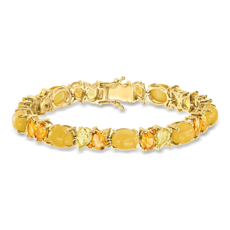 12.60 ct. t.w. Multi-Gemstone and Yellow Chalcedony Bracelet in 18kt Gold Over Sterling image number 0