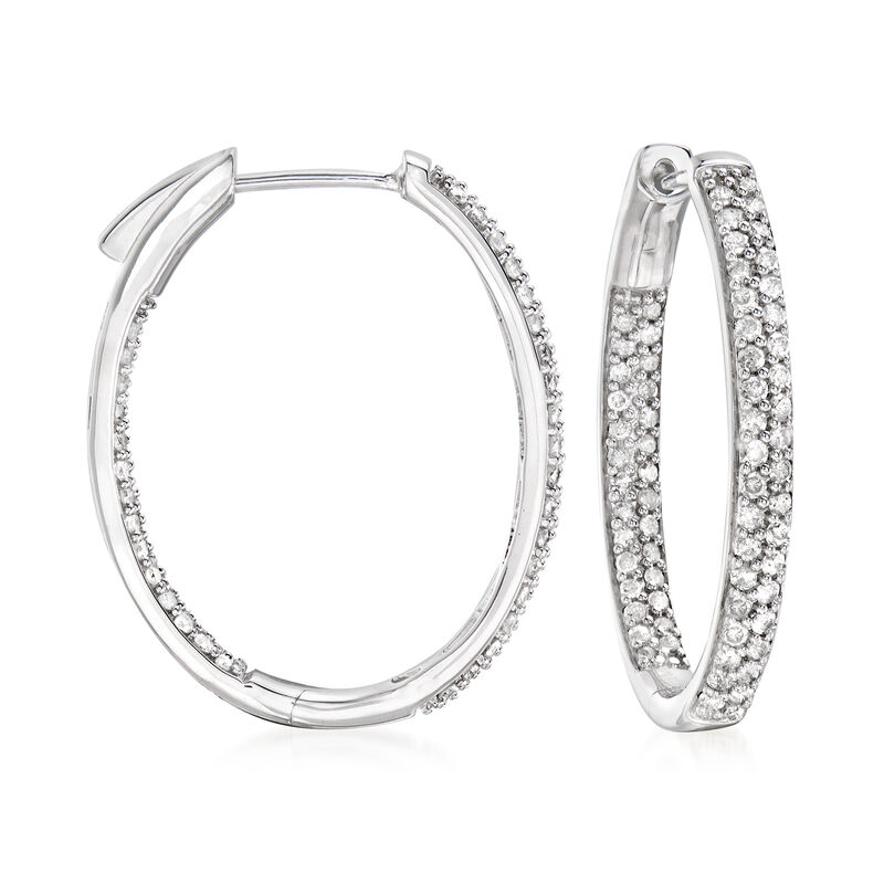1.00 ct. t.w. Diamond Hoop Earrings in Sterling Silver image number 0