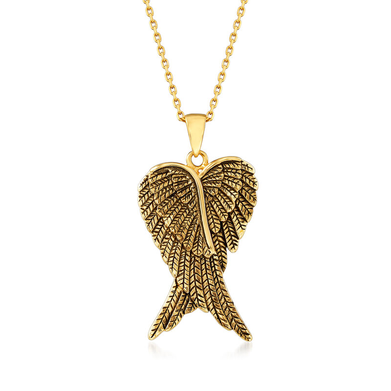 18kt Gold Over Sterling Angel Wing Pendant Necklace image number 0