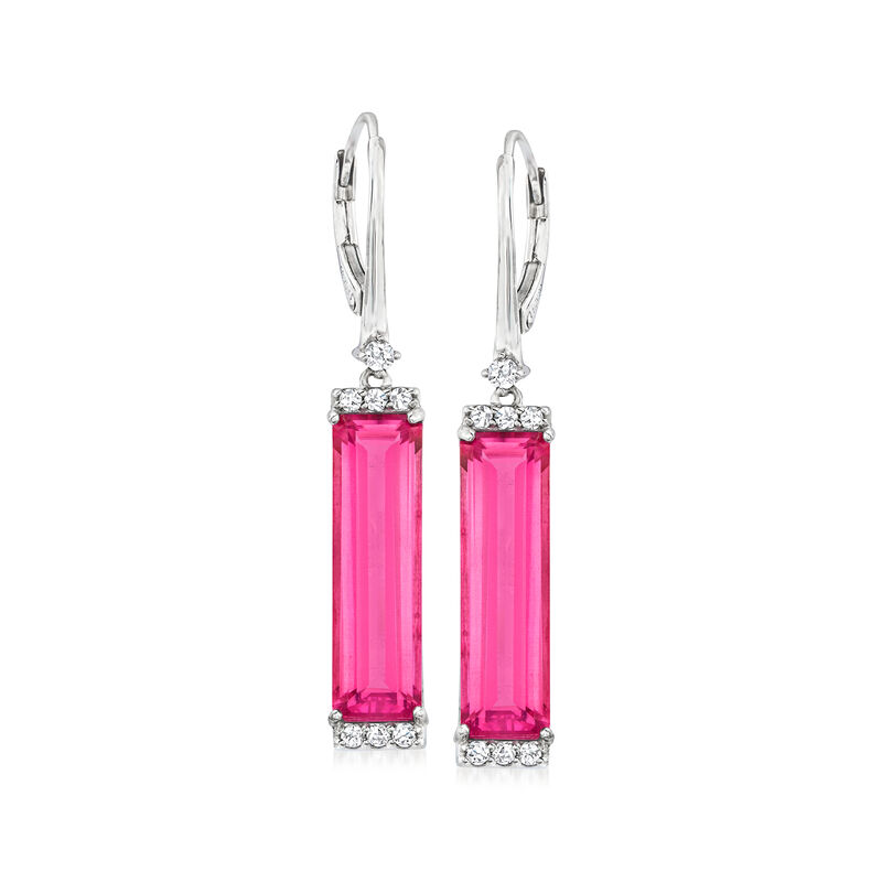 12.29 ct. t.w. Pink and White Topaz Drop Earrings in Sterling Silver image number 0
