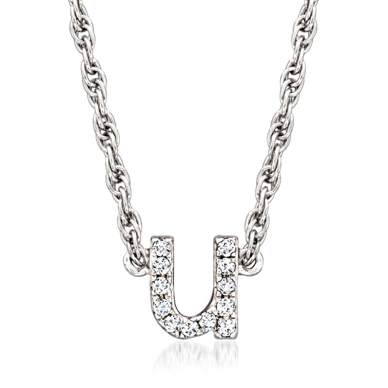 Diamond Lowercase Mini Initial Necklace in Sterling Silver image number 1