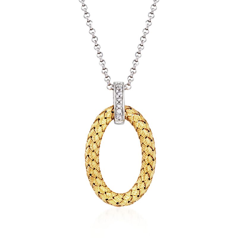 Charles Garnier "Ravello" Two-Tone Sterling Silver Oval Pendant Necklace with CZ Accents image number 0