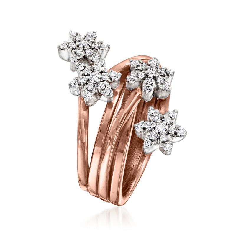 C. 2000 Vintage .50 ct. t.w. Diamond Flower Ring in 18kt Rose Gold. Size 5 image number 2