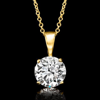 1.50 Carat Lab-Grown Diamond Solitaire Necklace in 14kt Yellow Gold
