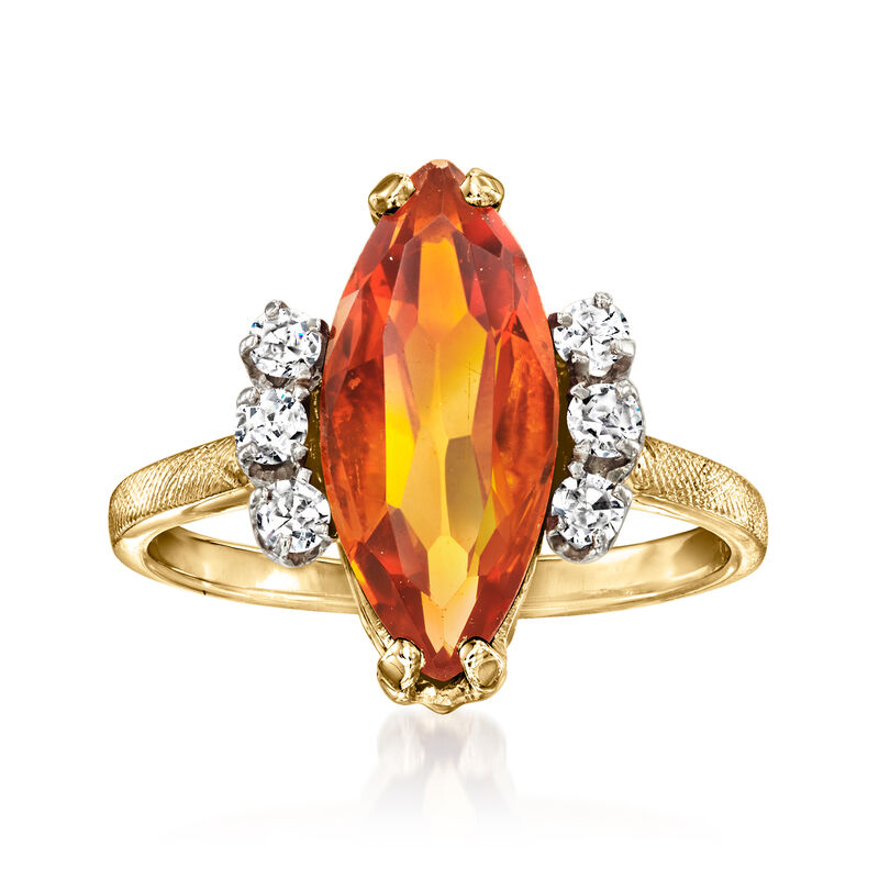 C. 1970 Vintage 2.20 Carat Citrine Ring with .25 ct. t.w. Diamonds in 14kt Yellow Gold image number 0