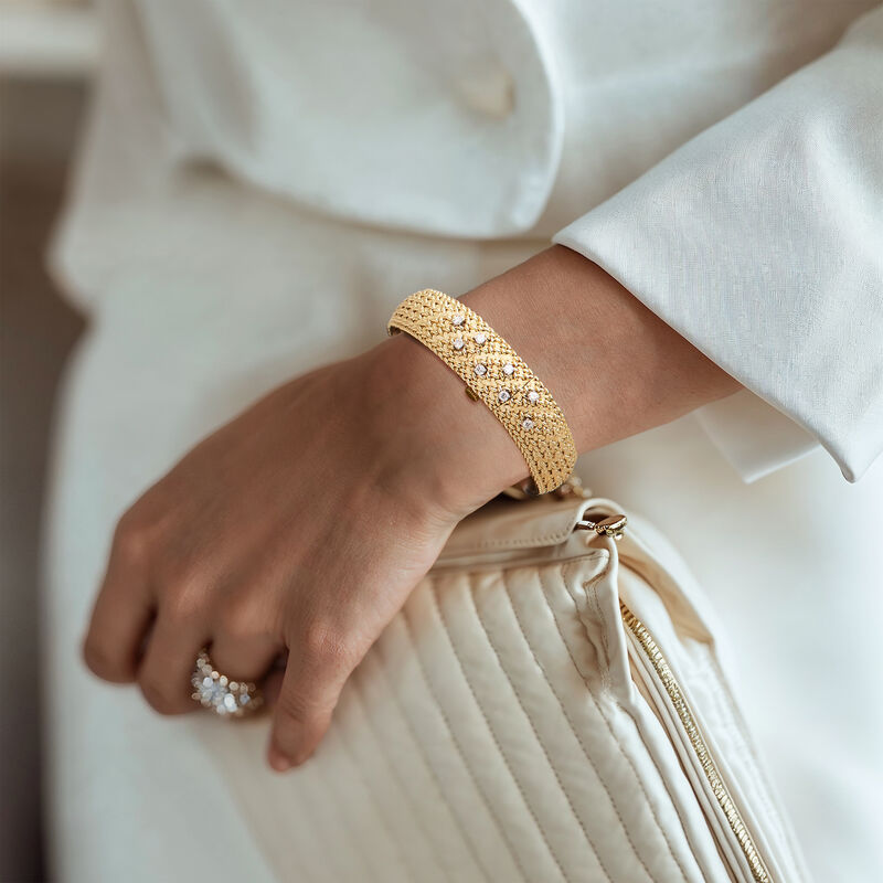 C. 1960 Vintage Torre Vincent Women's 14kt Yellow Gold Watch Bracelet with .55 ct. t.w. Diamonds. Size 7.5 image number 1