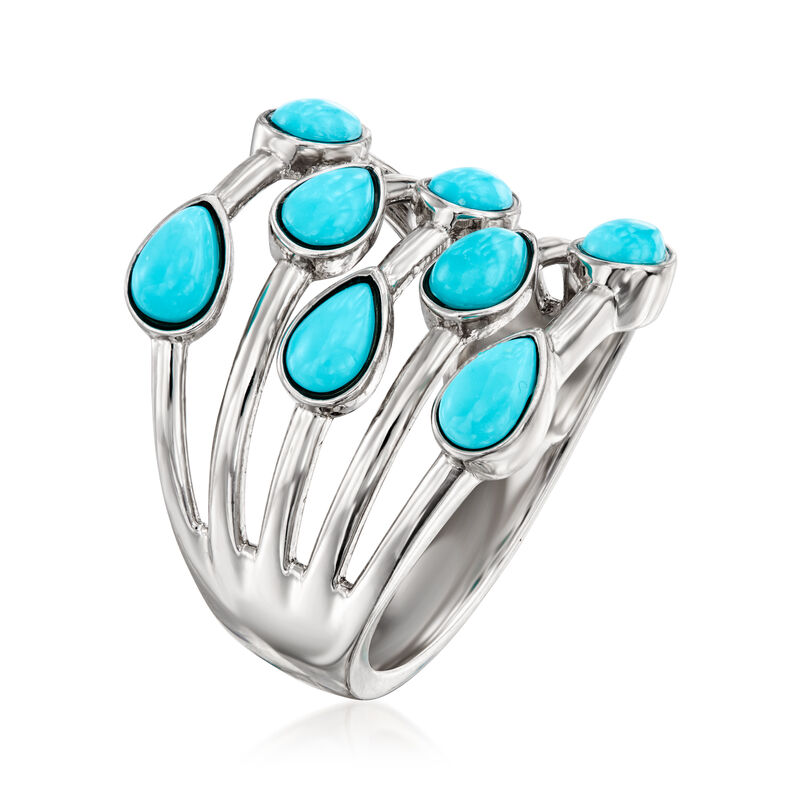 Turquoise Multi-Row Ring in Sterling Silver image number 2