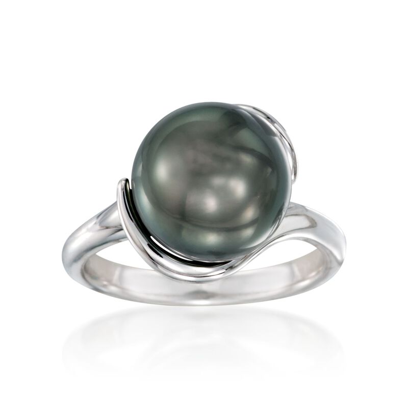 Mikimoto 11mm Black South Sea Pearl Twisted Ring in 18kt White Gold image number 0