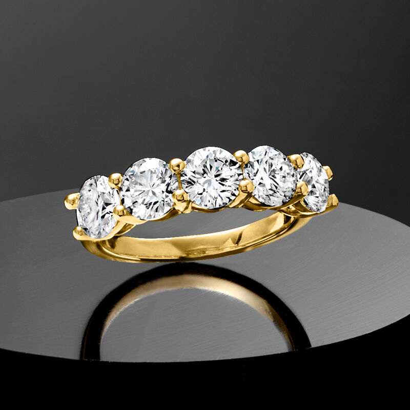 2.00 ct. t.w. Lab-Grown Diamond Five-Stone Ring in 14kt Yellow Gold image number 6