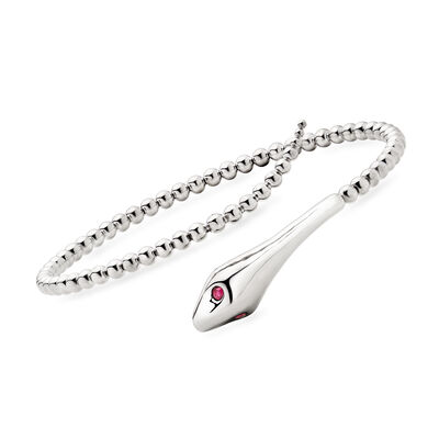 Gabriel & Co. Sterling Silver Snake Bypass Bracelet with Rubies