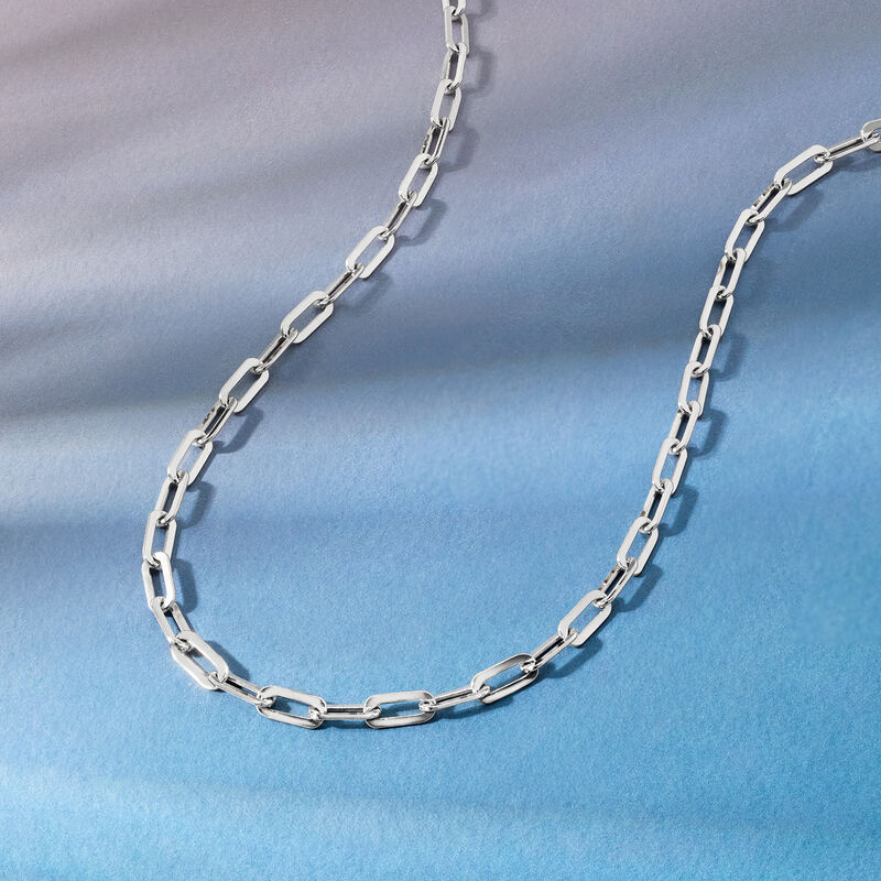 Italian Sterling Silver Paper Clip Link Necklace image number 4