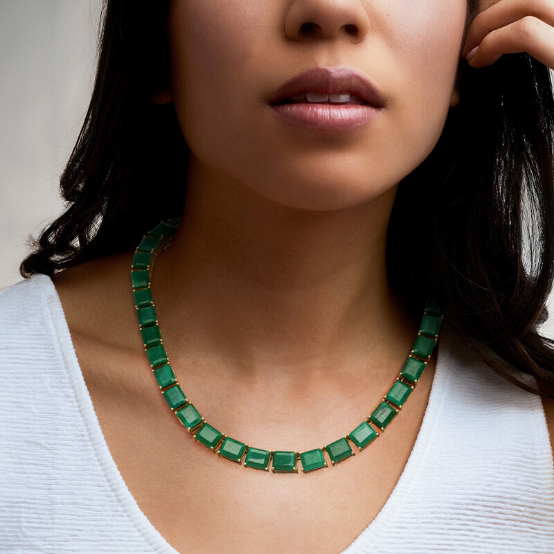 180.00 ct. t.w. Emerald Necklace in 18kt Gold Over Sterling. 20" image number 0