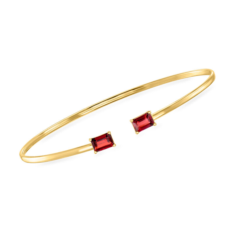 1.60 ct. t.w. Garnet Cuff Bracelet in 14kt Yellow Gold. 7.5" image number 0