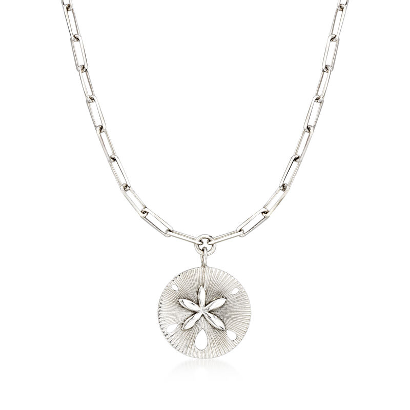 Sterling Silver Sand Dollar Jewelry Set: Drop Earrings and Necklace. 18&quot; image number 3