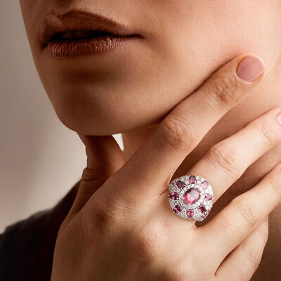 4.90 ct. t.w. Pink Tourmaline and 1.25 ct. t.w. Diamond Ring in 14kt White Gold 