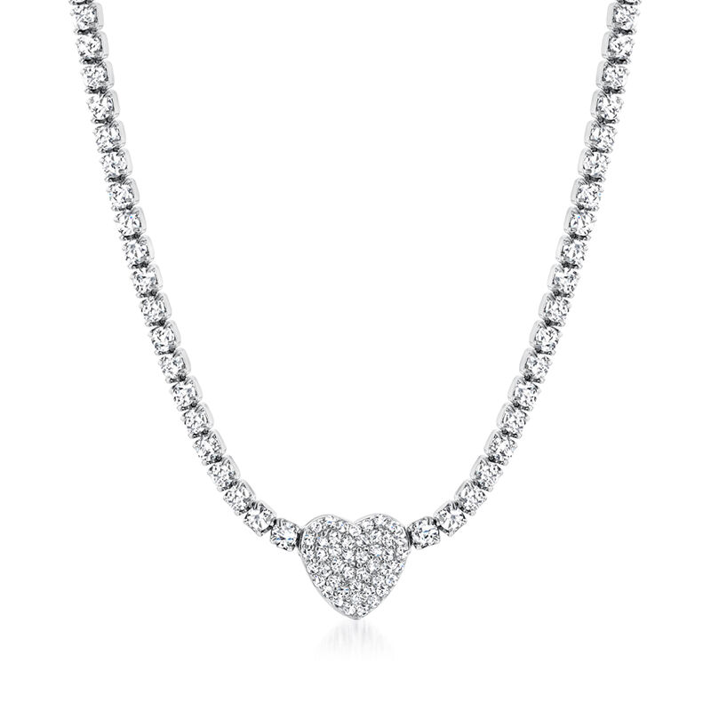 5.00 ct. t.w. CZ Heart Necklace in Sterling Silver. 16" image number 0