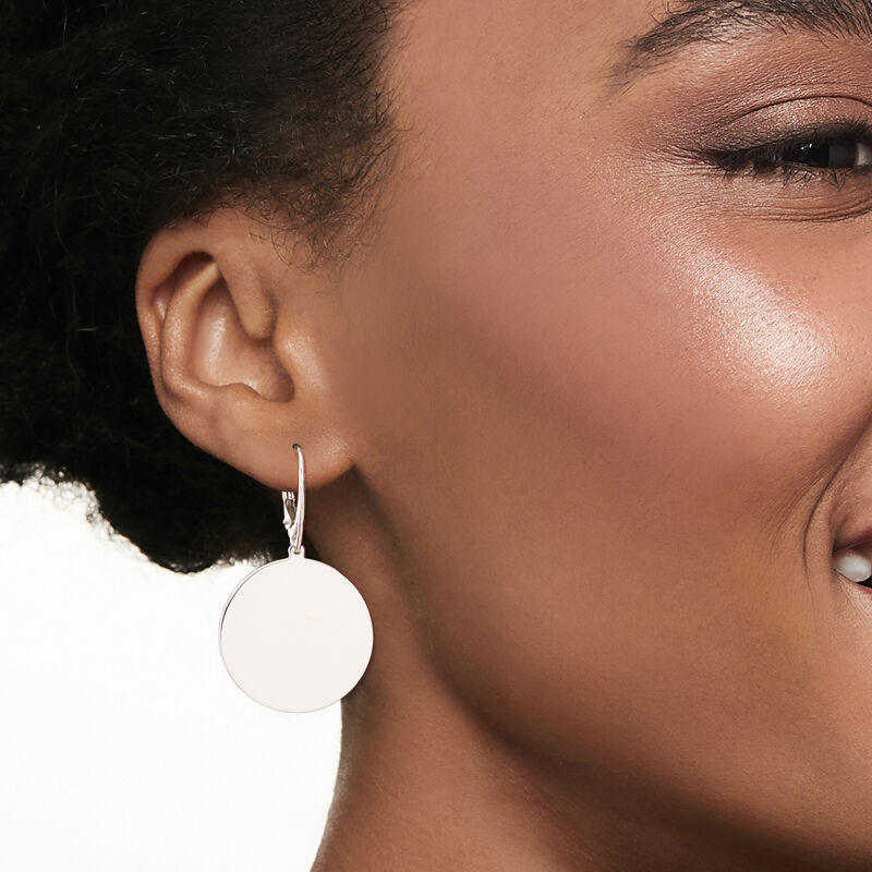Italian Sterling Silver Personalized Disc Drop Earrings image number 1