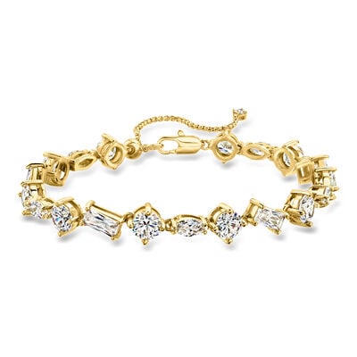 14kt Yellow Gold-Plated Bracelet with 15.70 ct. t.w. Multi-Shaped CZs
