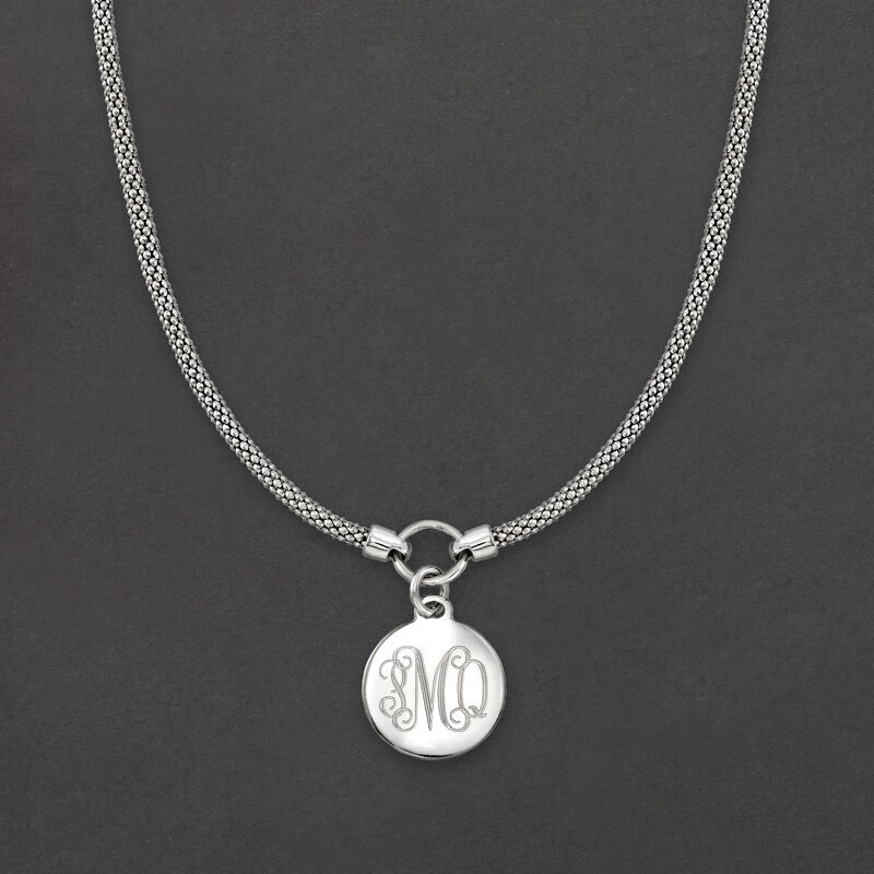 Sterling Silver Personalized Disc Necklace image number 2