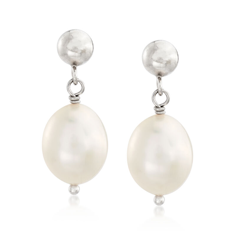 8.5-9.5mm Cultured Pearl Jewelry Set: Necklace and Drop Earrings in Sterling Silver image number 3