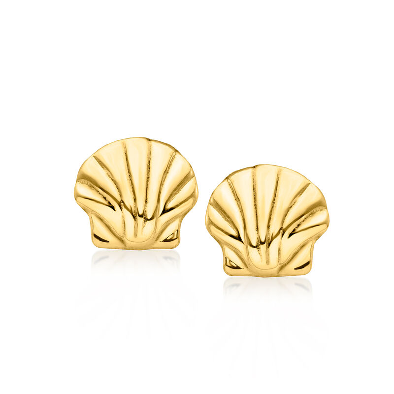 14kt Yellow Gold Seashell Stud Earrings image number 0