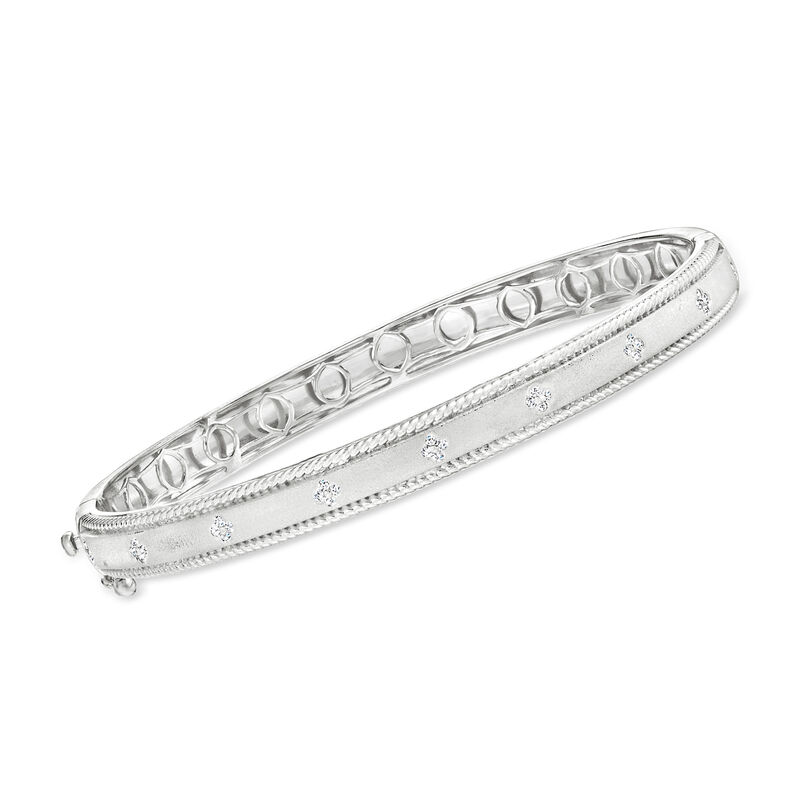 .15 ct. t.w. Diamond Clover Bangle Bracelet in Sterling Silver image number 0